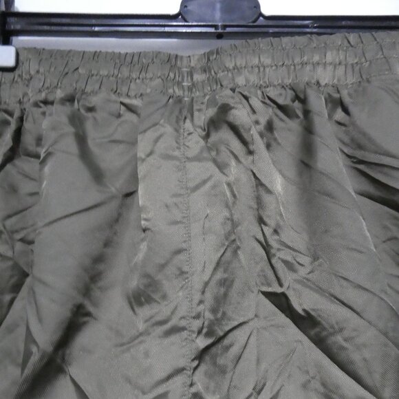 ADIDAS | large | Olive Green Exercise Shorts W/ White Stripe Panels | No Pockets - Picture 11 of 16